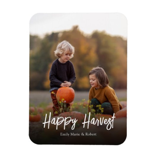 Herbst Foto Einfache Kalligrafie Happy Harvest Magnet (Vertikal)