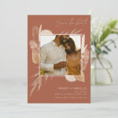 Herbst Foto Terracotta Hochzeit Save The Date (Stehend Vorderseite)