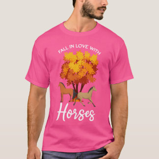 Herbst Frauen Herbstpferde lustig T-Shirt
