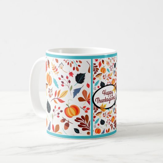 Herbst Freude Thanksgiving Kaffeetasse (Vorderseite Links)