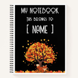 Herbst-Fuchs-Baum Personalisiertes Spiralnotizbuch Notizblock