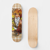 Herbst-Fuchs-Karo-Naturillustration Skateboard (Vorderseite)