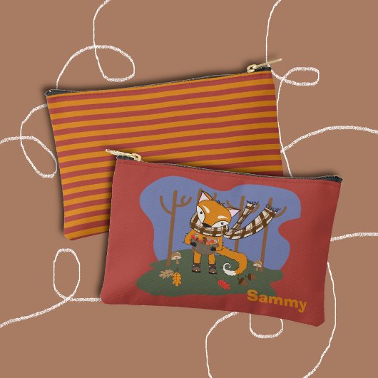 Herbst-Fuchs-Kindertasche mit Namen Zubehörtasche