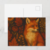 Herbst-Fuchs-Kunstposter - Herbstwald Postkarte (Vorne/Hinten)