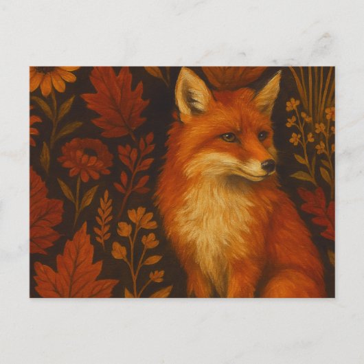 Herbst-Fuchs-Kunstposter - Herbstwald Postkarte (Vorderseite)