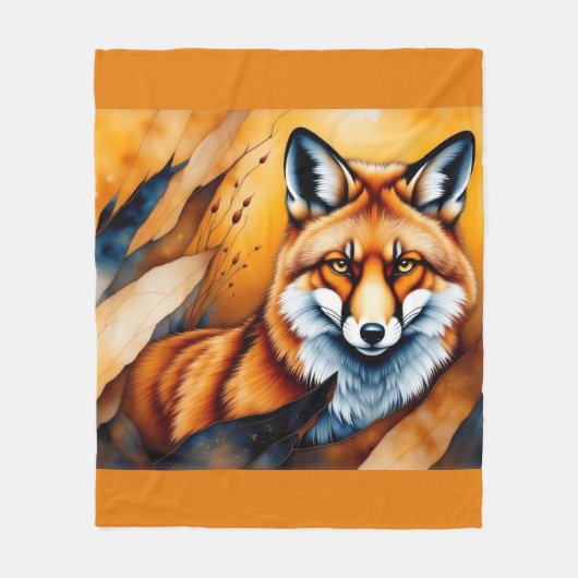 Herbst-Fuchs-Malerei Fleecedecke (Vorderseite)