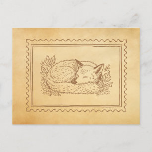 Herbst-Fuchs-Stempelrahmen-Postkarte Postkarte