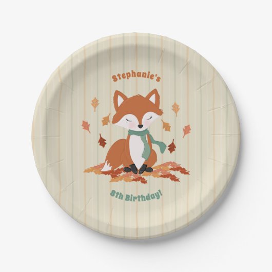 Herbst Fuchs Wald Geburtstag Pappteller (Vorderseite)