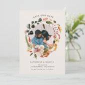 Herbst fühlen Blumenkranz rettete das DatumEinladu Einladung (Stehend Vorderseite)