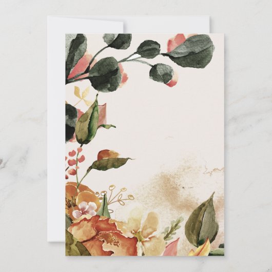 Herbst fühlen Blumenkranz rettete das DatumEinladu Einladung (Rückseite)