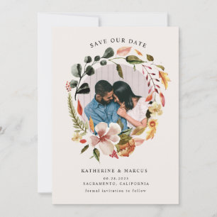 Herbst fühlen Blumenkranz rettete das DatumEinladu Einladung