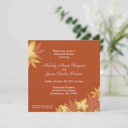 Herbst führt Orange Square Einladungen (Stehend Vorderseite)