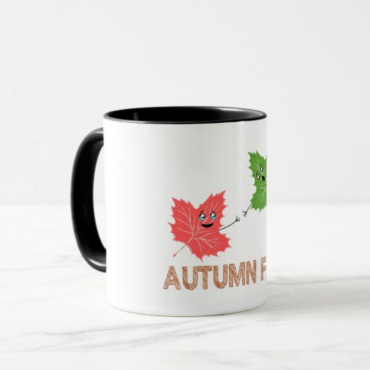 Herbst Funny Maple Leaf Joke Cartoon Design Tasse (Vorderseite Links)