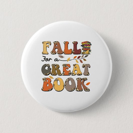 Herbst für ein großartiges Buch Retro Leopard Herb Button (Vorderseite)