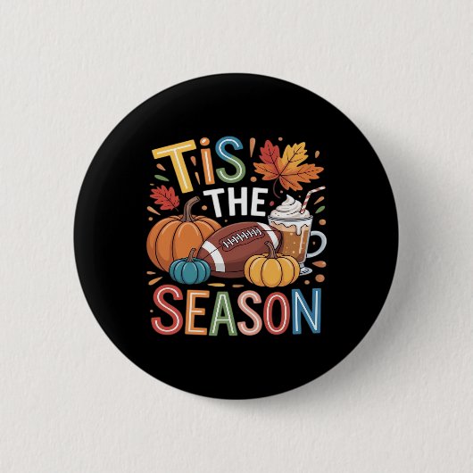 Herbst-Fußball-Herbst-Pumpkaffee Lover Button (Vorderseite)