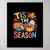 Herbst-Fußball-Herbst-Pumpkaffee Lover Poster (Vorne)