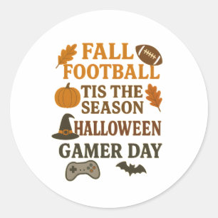 Herbst-Fußball Ist Die Saison Halloween-Gamer-Tag Runder Aufkleber