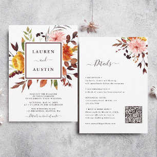 Herbst-Garten-Aquarell-Hochzeit Alles in Einem Einladung