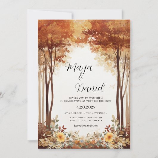 Herbst-Garten-Wald-Hochzeit Einladung (Vorderseite)