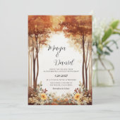 Herbst-Garten-Wald-Hochzeit Einladung (Stehend Vorderseite)