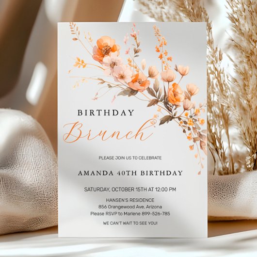 Herbst Geburtstag Brunch Einladung - Herbst Blumen