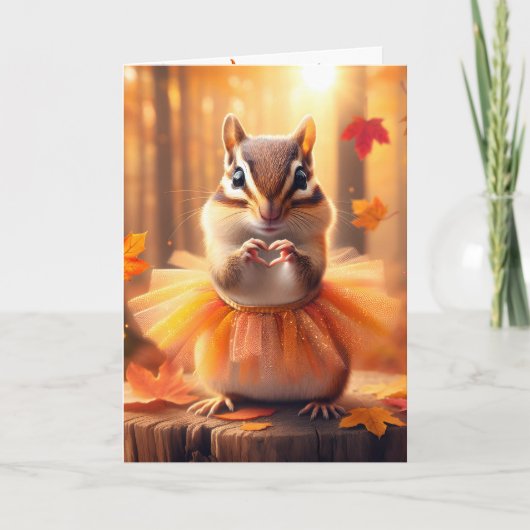 Herbst Geburtstag Chipmunk Tragen eines Tutus Karte (Vorderseite)