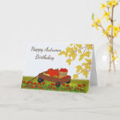 Herbst Geburtstag, Pumpkins und Äpfel im Wagen Karte (Gelbe Blume)