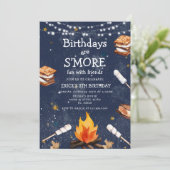 Herbst Geburtstag sind S'mos Fun Campfire Einladung (Stehend Vorderseite)