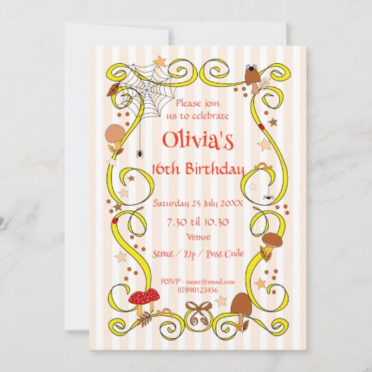 Herbst Geburtstagsmädchen Einladung (Vorderseite)