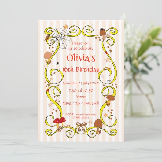 Herbst Geburtstagsmädchen Einladung (Stehend Vorderseite)