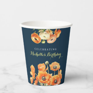 Herbst Geburtstagsparty Fall Fete Orange Blossom Pappbecher