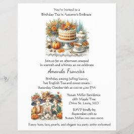 Herbst Geburtstagstee Party Einladung Flyer
