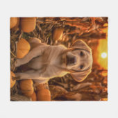 Herbst Gelbe Labrador Pup Fleecedecke (Vorderseite (Horizontal))