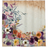 Herbst gemischte Aquarellblüte Duschvorhang (Vorderseite)