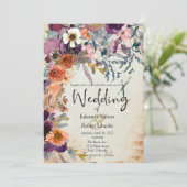 Herbst gemischte Aquarellfarben Blumen Hochzeit Ei Einladung (Stehend Vorderseite)