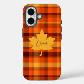 Herbst geometrisch Orange Karo iPhone 16 Hülle (Rückseite)