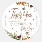 Herbst geschlechtsneutral danke Baby Dusche Gefall Runder Aufkleber (Vorderseite)