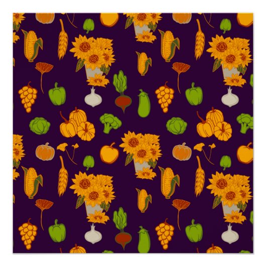 Herbst gesunde Ernte Veggie und Früchte Throw Pi Poster (Vorderseite)