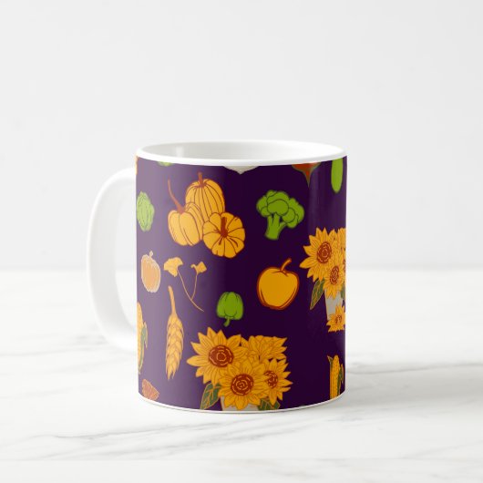 Herbst Gesunde Ernte Veggie und Obst Kaffeetasse (Vorderseite Links)