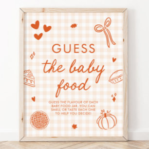 Herbst-Gingham-Cutie-Pie-Ratespiel für Babynahrung Poster