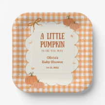 Herbst-Gingham Ein Kleiner Kürbis-Baby-Party