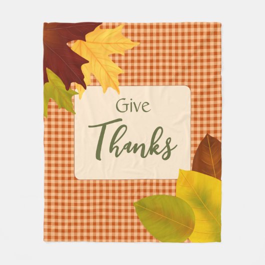 Herbst Gingham Erntedank Fleece Blanket (Vorderseite)
