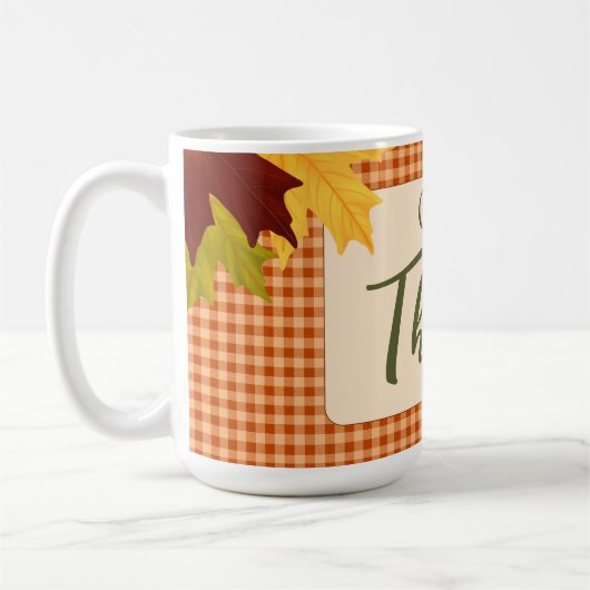 Herbst Gingham Erntedank Kaffeezubereitung Tasse (Links)