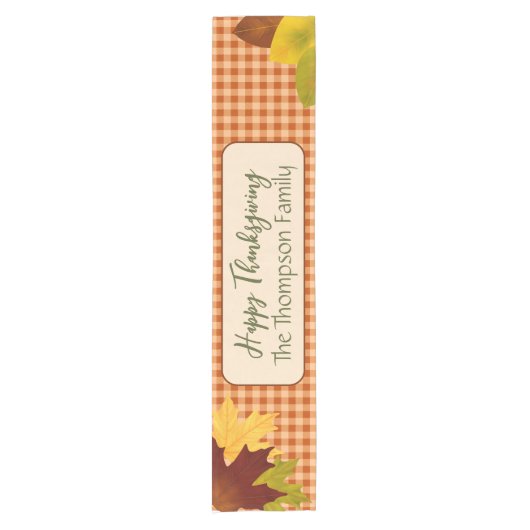 Herbst Gingham Erntedank Table Runner Kurzer Tischläufer (Vorderseite)