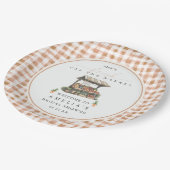 Herbst-Gingham-Frisch-vom-Markt-Brautabschiedspart Pappteller (Schrägansicht)