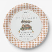 Herbst-Gingham-Frisch-vom-Markt-Brautabschiedspart Pappteller (Vorderseite)