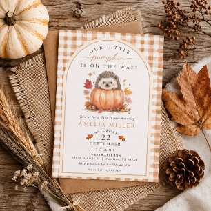 Herbst-Gingham-Kleiner-Kürbis-unterwegs-Baby-Party Einladung