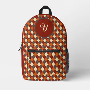 Herbst-Gingham-Muster Bedruckter Rucksack