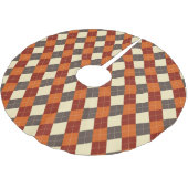 Herbst-Gingham-Muster Polyester Weihnachtsbaumdecke (Schrägansicht)