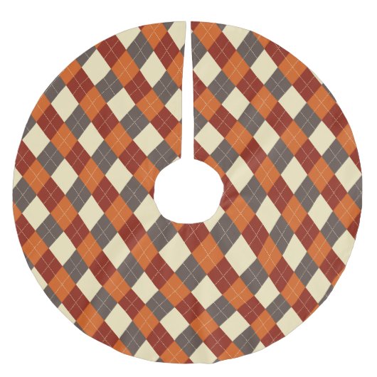 Herbst-Gingham-Muster Polyester Weihnachtsbaumdecke (Vorderseite)